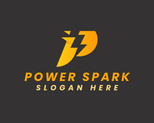 Power Energy Lightning Letter P logo design