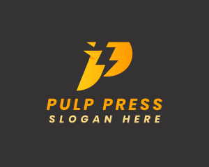 Power Energy Lightning Letter P logo design