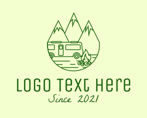 Campervan - Camping Mountain Peaks logo design