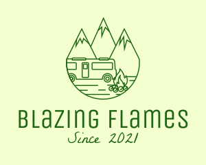 Bonfire - Camping Mountain Peaks logo design