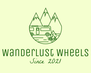 Campervan - Camping Mountain Peaks logo design