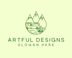 Camping Mountain Peaks logo design