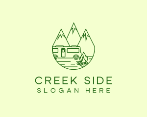 Camping Mountain Peaks logo design