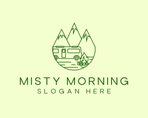 Camping Mountain Peaks logo design