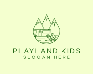 Camping Mountain Peaks logo design