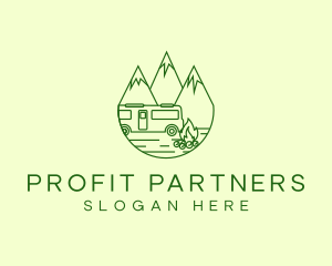 Camping Mountain Peaks logo design