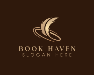Bookstore - Feather Plume Quill logo design