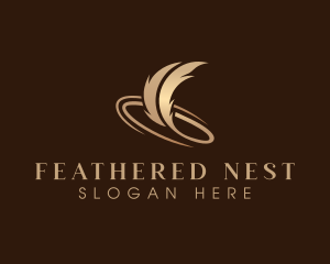 Feather Plume Quill logo design