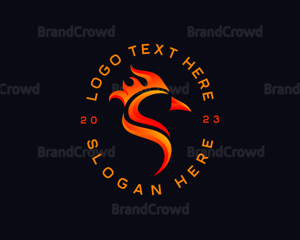 Flame Chicken Bird Logo
