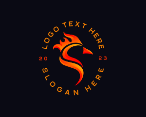 Fire - Flame Chicken Bird logo design