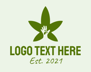 Weed - Marijuana Leaf Hand logo design