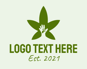 High - Marijuana Leaf Hand logo design