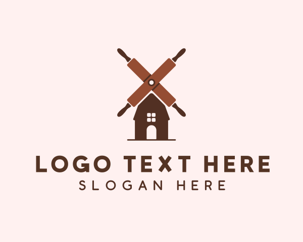 Dessert - Rolling Pin Windmill logo design