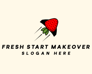 Rocket Strawberry Fruit  logo design