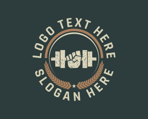 Barbell - Dumbbell Gym Fitness logo design