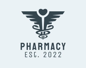 Heart Caduceus Pharmacy  logo design