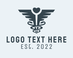 Heal - Heart Caduceus Pharmacy logo design