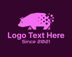 Farm Animal - Digital Pink Pig logo design