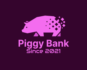 Piggy - Digital Pink Pig logo design