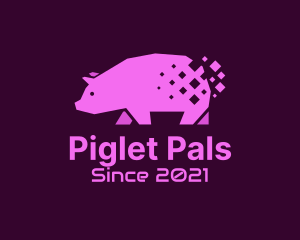 Piglet - Digital Pink Pig logo design