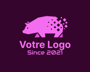 Pig - Digital Pink Pig logo design