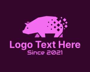 Piggy - Digital Pink Pig logo design