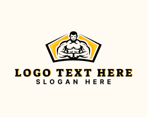 Gym Equipment - Strong Fitness Man logo design
