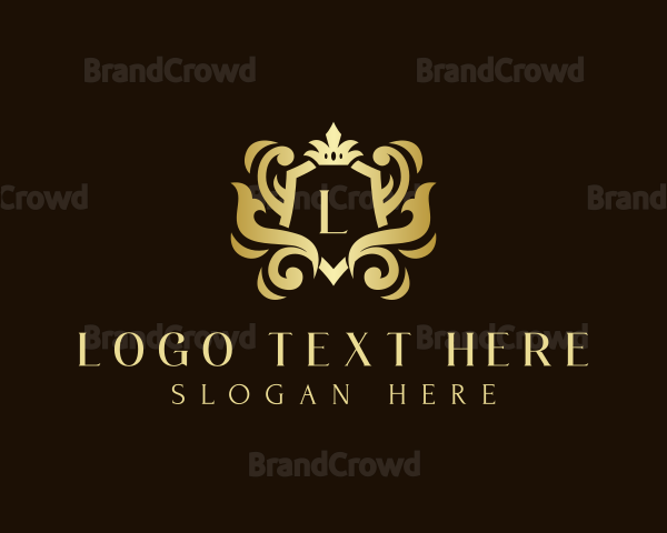 Elegant Crown Shield Ornament Logo