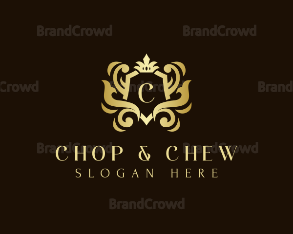 Elegant Crown Shield Ornament Logo