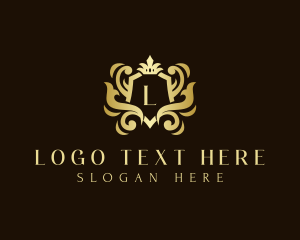 Liquor - Elegant Crown Shield Ornament logo design