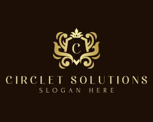 Circlet - Elegant Crown Shield Ornament logo design