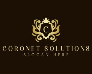 Elegant Crown Shield Ornament logo design