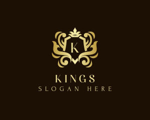 Elegant Crown Shield Ornament logo design