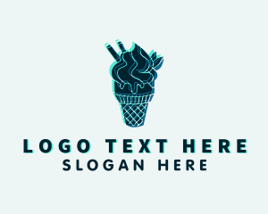 Ice Cream - Glitch Gelato Dessert logo design