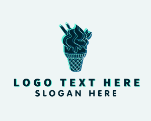 Glitch Gelato Dessert Logo