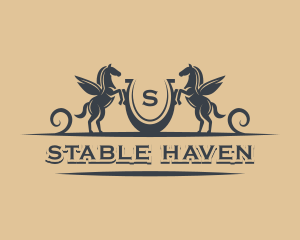 Pegasus Horseshoe Equestrian logo design