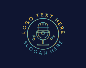 Recording - Music Microphone Podcast logo design