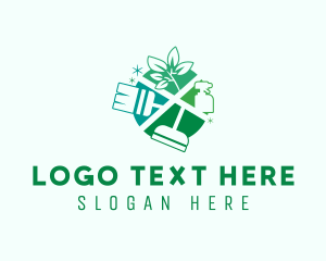 Broom - Green Clean Sanitation logo design