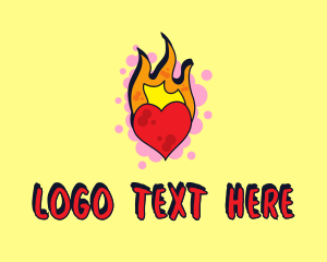 Fiery - Graffiti Art Burning Heart logo design