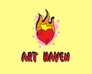 Graffiti Art Burning Heart logo design