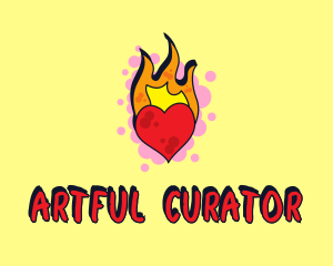 Graffiti Art Burning Heart logo design