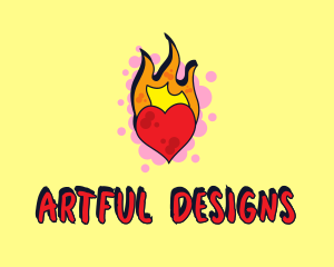 Graffiti Art Burning Heart logo design