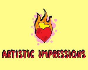 Graffiti Art Burning Heart logo design