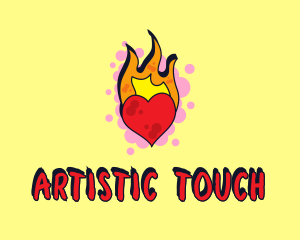 Graffiti Art Burning Heart logo design