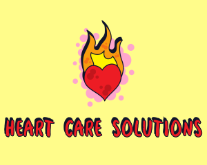 Graffiti Art Burning Heart logo design