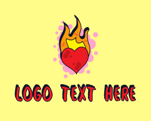 Hand Drawn - Graffiti Art Burning Heart logo design