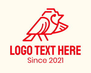 Red - Red Sparrow Bird logo design