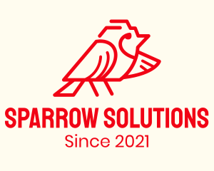 Red Sparrow Bird logo design