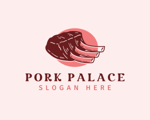 Beef Steak Meat logo design