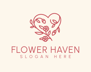 Flower Vine Heart logo design